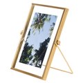 Fabulaxe Modern Metal Floating Tabletop Photo Picture Frame with Glass Cover and Easel Stand, Gold 4 x 6 QI004066.GD.M